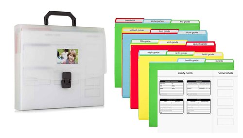 Pearhead School Years Organizer, Children’s School Highlights And Accomplishments Organizer For Parents, File Keeper For Kids, White (Pack of 5)