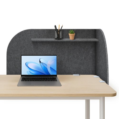 Keemute Multi-Functional Soundproof Desktop Privacy Screen, 39.4" x 19.7" x 23.6" Freestanding Desk Divider with Storage Shelf, Noise Reducing Office Partition for Workspace, Classroom(Dark Grey)