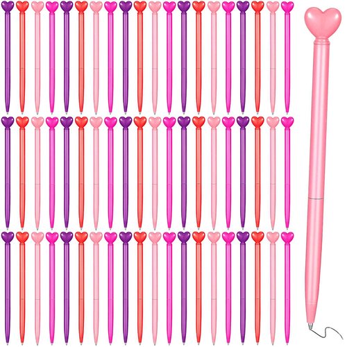 100 Pcs Valentine‘s Day Heart Shaped Ballpoint Pens Retractable Metal Ballpoint Pen with Black Ink Party Favor for Office School Classroom Valentine‘s Day Wedding Party Supplies, 4 Colors