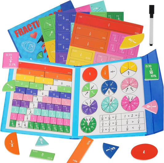 Skiennix Magnetic Fraction Educational Puzzle - Interactive Math Learning Kit for Kids, Includes Tiles & Circles