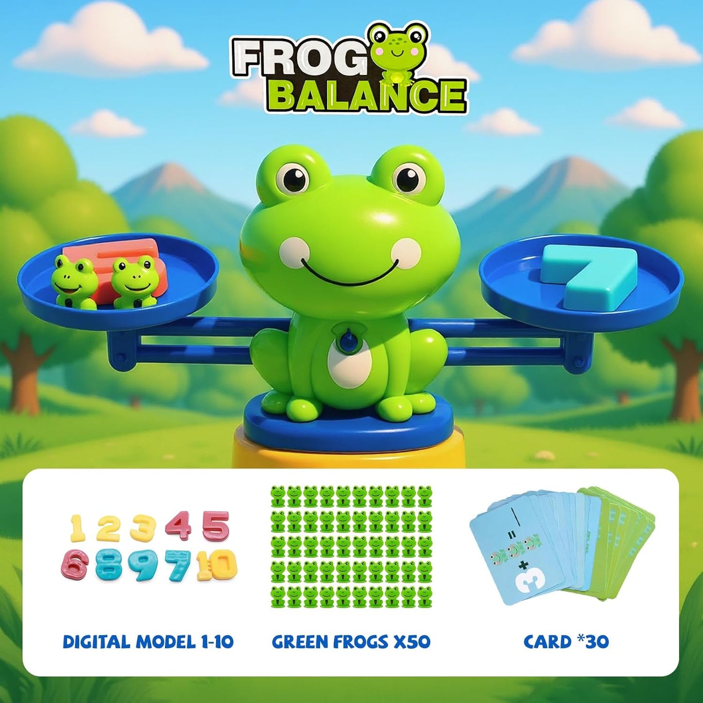 Snugzy Frog Balance Counting Toys - Engaging Math Learning Games for Kids | 93 PCS STEM Educational Set for Ages 3+