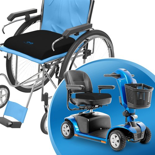 Everlasting Comfort Lumbar Support & Wheelchair Seat Cushion Bundle - Ultimate Comfort - Mobility Scooter Accessories for Adults & Seniors - Back, Hip, Tailbone, Pressure Sore and Ulcer Pain Relief