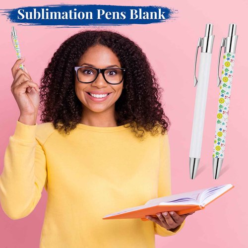 48 Pcs Sublimation Pens Blank Sublimation Coated Pen With Shrink Wrap Heat Transfer Pen Sublimation Ballpoint Pen,Aluminum Customized Clip Pen Personalized Pen For DIY Office School Stationery Supply