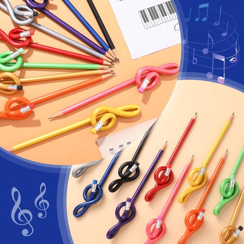100 Pack Treble Clef Pencils Bulk with Eraser Music Note Pencils Music Themed Party Favors Colorful G Clef Pen Choir Prizes Gifts for Piano Teachers Students Artists Home Office School Supply