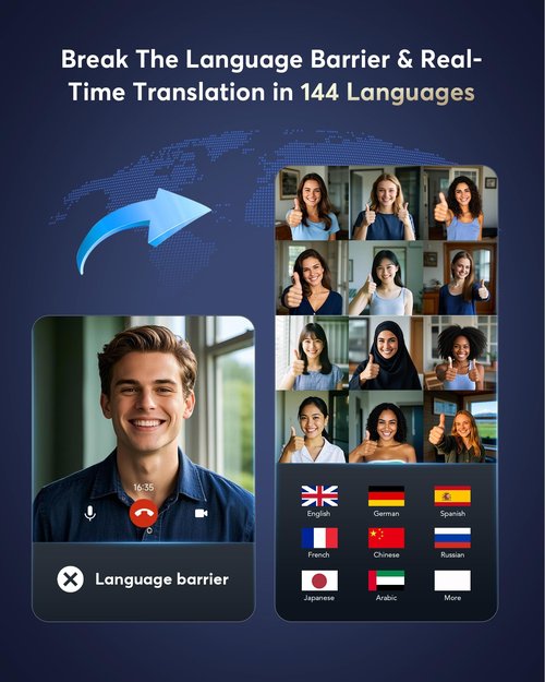 EUQQ AI Translator Earbuds,144 Languages Real-Time Translation