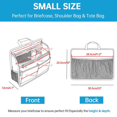 DELTAMANN Rugged Organizer Insert for Briefcase Tote Shoulder Messenger Bag - 19 Pockets,Durable Padded Nylon,Handle (Small,Black)