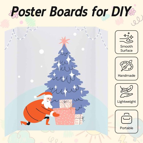 Somime 12 Pack Trifold Poster Board, 28x40 Inches White Presentation Board, Portable Display Board for Science Fair, School DIY Project and Business Exhibitions