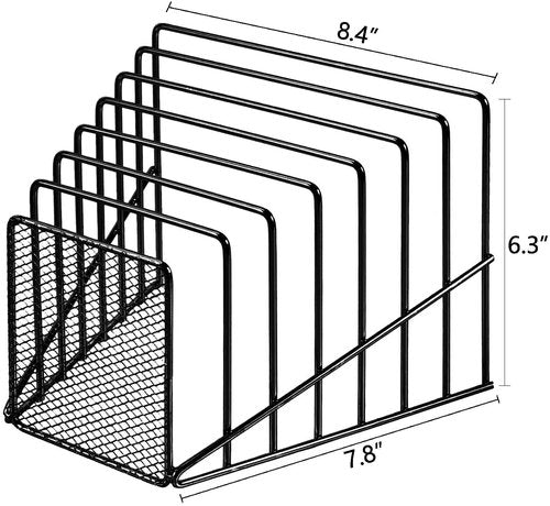 GoldOrcle 2 Pack Multi Step File Organizer Incline Desktop File Sorter Metal Wire Mesh Step File Letter Sorter, 7 Sections, Black