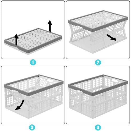 Buyitt 4-Pack 30 L Plastic Collapsible Crates, Stackable Storage Bins