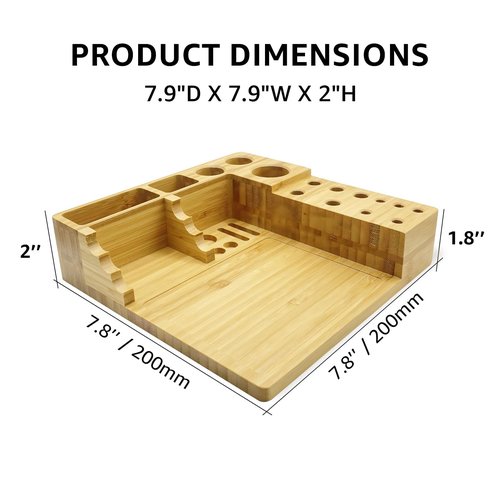 INFINITKIN Bamboo Desk Organizer, Wax Carving Tools Holder with Non-stick Silicone Mat Pad for 4-Claw Pick-up Tool, Cotton Swabs, Pens, and Tool Accessories -Great for Temporary Small Tool Projects