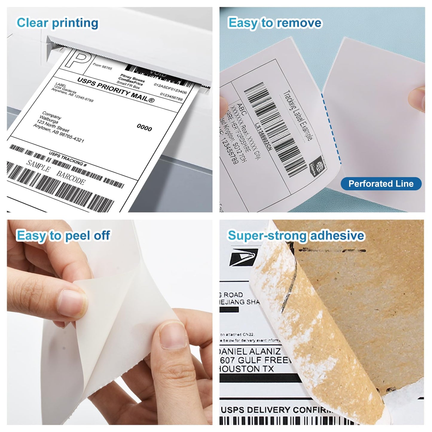 9527 Product 4x6 Blank Direct Thermal Shipping Labels for Zebra 2844 Zp-450 Zp-500 Zp-505 Direct Thermal Labels Printers, Eltron Printer, 250 Labels per Roll,Total 6 Rolls 1500 Labels