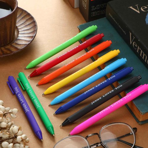 Jetec 100 Pcs Jesus Loves You Pens Colorful Christian Pens Bible Verses Retractable Gel Pens Christian Gifts Bulk for Student Office Sunday Church Supplies