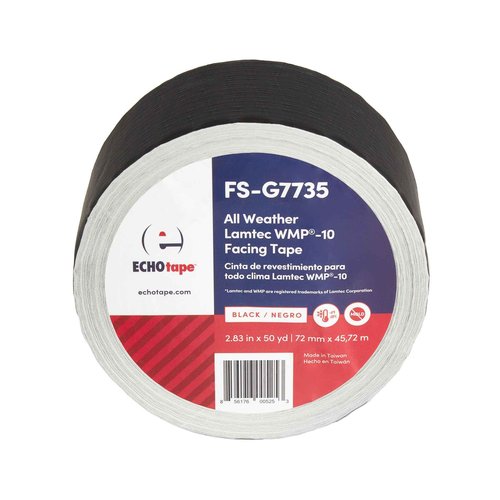 ECHOtape FS-G7735 | All Weather Lamtec WMP-10/PSK Facing Tape | Metal Building Insulation Tape | Black Seam and Repair Tape | Cold Weather Acrylic Adhesive | Contractor Tape | 2.83 in x 50 yds