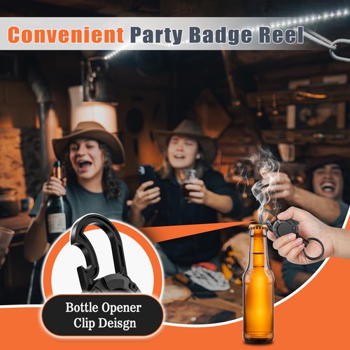2 Pack Magnetic Retractable Keychain - Heavy Duty Badge Reel with Built-in Bottle Opener Carabiner Clip, 25.5" Steel Cord Badge Holder Retractable Clip Holds 18oz