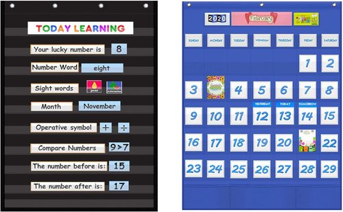 Skiennix 10-Pocket Chart Set - Versatile Calendar & Organization Solution for Home or Classroom