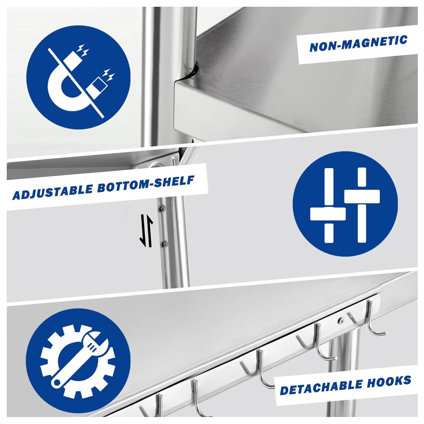 Stainless Steel Table - Commercial Prep & Work Table 30x18x33 Inch for Kitchen, Restaurant, Garage