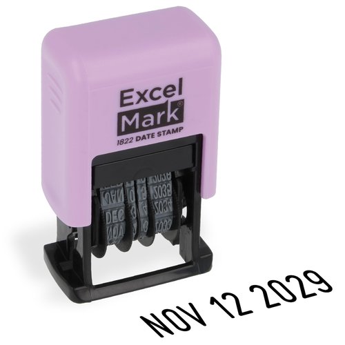 ExcelMark 1822 Date Stamp – Perfect for Shipping, Receiving, Expiration and Due Dates (Black Ink, Violet Mount)