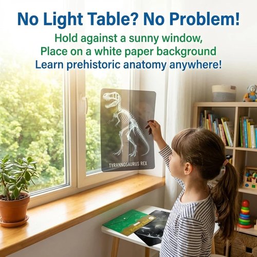 Skiennix 16 Pcs Dinosaur X-Ray Set - Engaging Light Table Toys & Science Kit for Kids