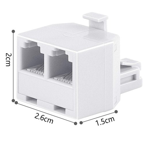 Uvital RJ11 Duplex Wall Jack Adapter Dual Phone Line Splitter Wall Jack Plug 1 to 2 Modular Converter Adapter for Office Home Fax Model Cordless Phone System, White(2 Pack)