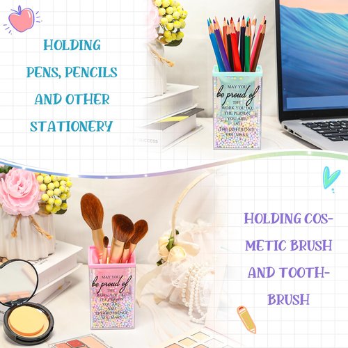 Fuutreo 10 Pcs Employee Appreciation Gifts for Coworker Cute Bubble Pencil Holder Inspirational Makeup Desk Organizer for Teacher Back to School Classroom Must Have Volunteer Office supplies(Stylish)