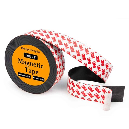 Towjug Flexible Magnetic Tape Strip Roll with 3M Adhesive Backing,(1in Wide x40ft Long) Sticky Magnet Tape Strips for Kitchen, Garage Whiteboards Fridge DIY Organization