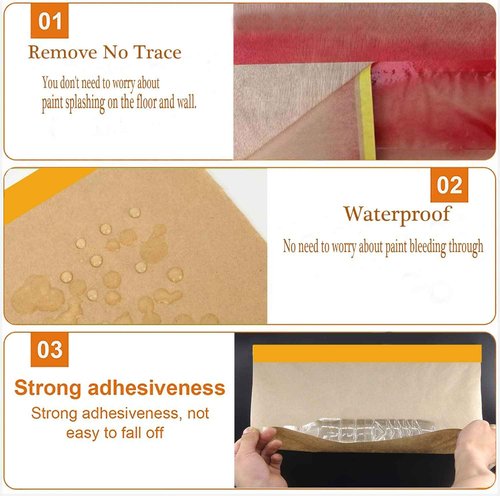 YOUMEIYUAN Pre-Taped Paint Masking Paper and Masking Tape Sets, 22inch-50feet Painters Paper and Painters Tape, Automotive Paint Paper, Tape and Drape Waterproof for Painting Protection Covering (6)