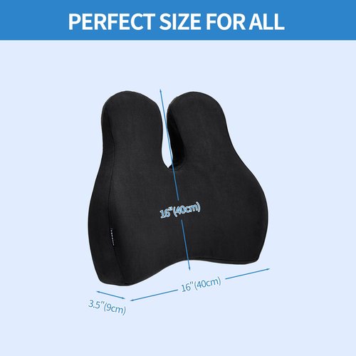 Zickskt Lumbar Support Pillow for Office Chair and Car Seat - Memory Foam Back Cushion Improve Sitting Posture & Back Pain Relief, Lumbar Support Cushion with Adjustable Strap & Non-Slip