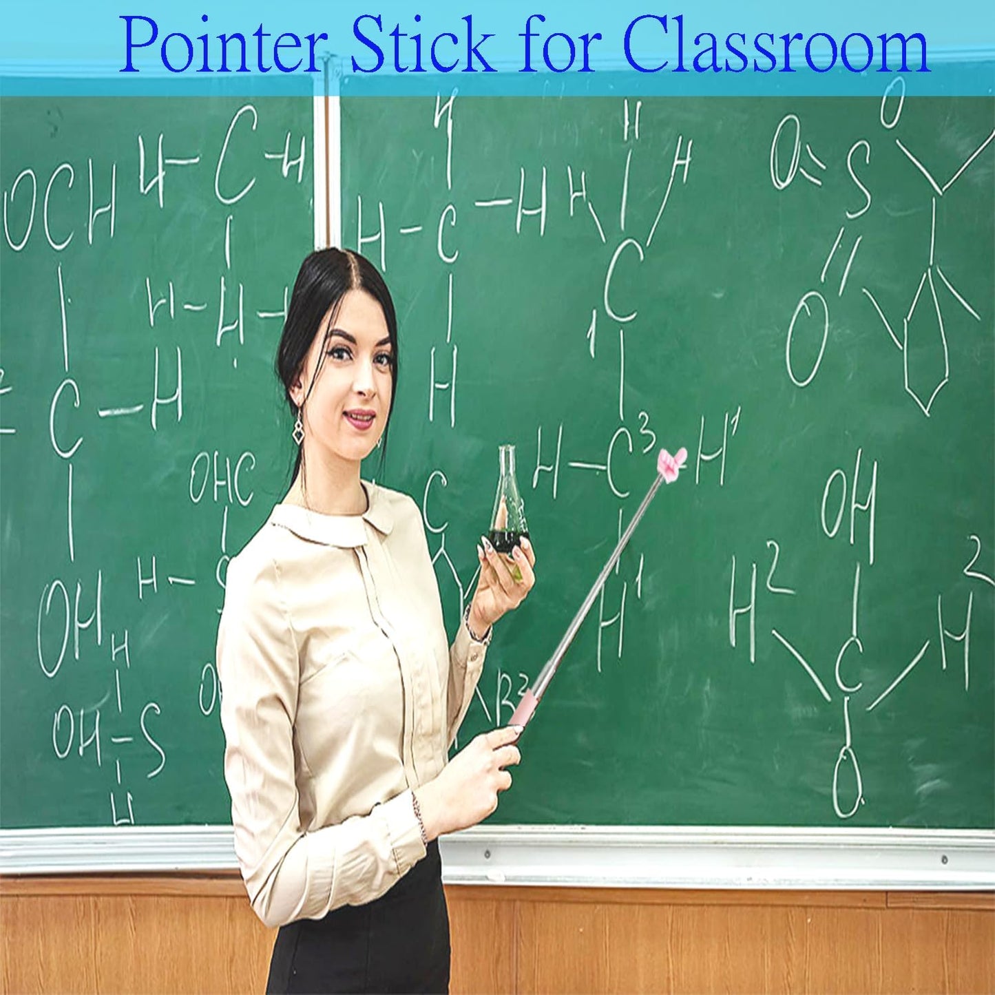 Skiennix Extendable Teacher Pointer - Adjustable Ergonomic Presentation Tool for Classroom & Meetings