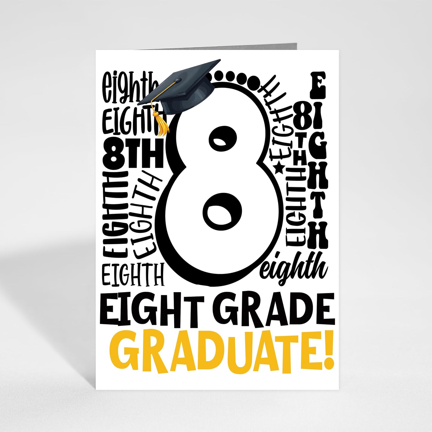 Red Door Inspirations 8th Grade Graduation Card, Eighth Grade Graduate Congratulations, Middle School Graduation Card - Made in the USA! (Eighth Grade Typography)