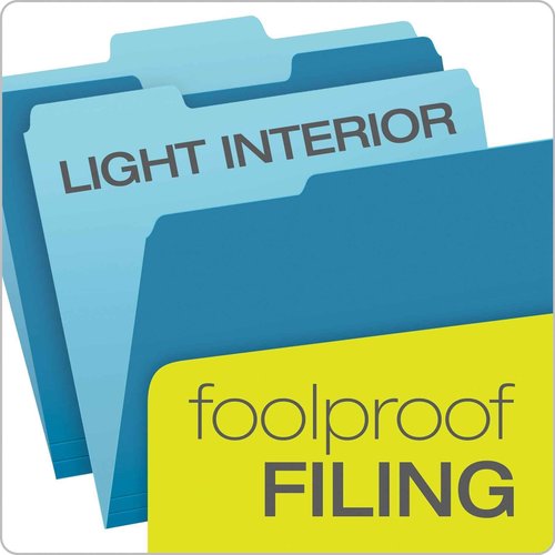 Pendaflex Two-Tone Color File Folders, Letter Size, Blue, 1/3 Cut, 100 per Box (152 1/3 BLU) & File Folders, Letter Size, 8-1/2" x 11", Classic Manila, 1/3-Cut Tabs in Left, Right