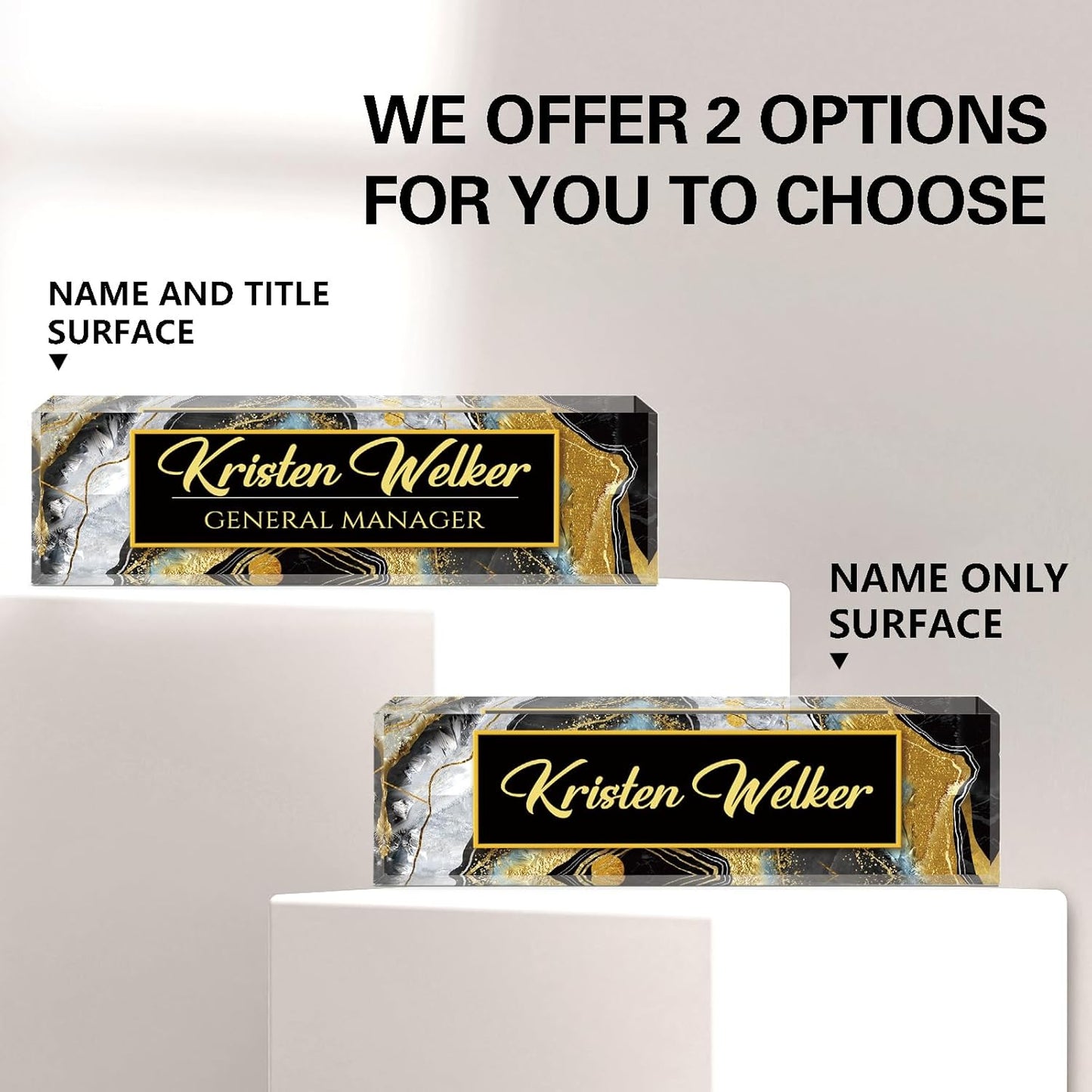 Skiennix Custom Name Plate - Personalized Acrylic Desk Decor for Office | Ideal Gift for Bosses & Professionals (Black)