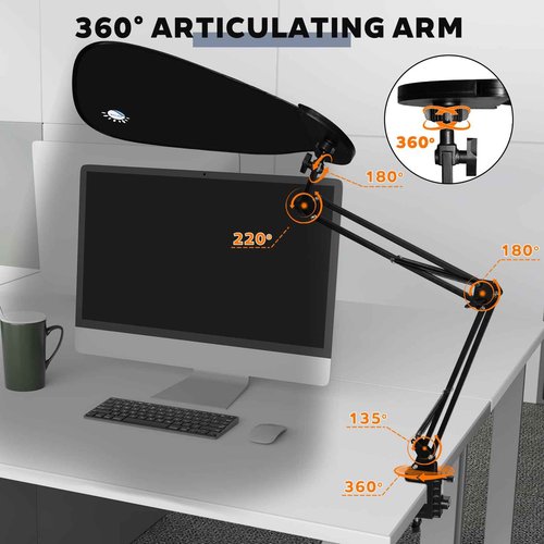 Super Stable Cubicle Shade - Adjustable Office Cubicle Multi-Arm Desk Shade - 360° Flexible Arm - Light Blocking Glare Reduction Privacy Screen for Workspace, with Tablet/Phone Holder