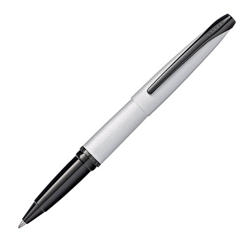 Cross ATX Refillable Rollerball Pen Presented in a Luxury Gift Box - Medium Point, Black Ink, Sandblasted Chrome