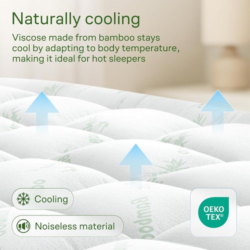 Niagara Ultra Soft King Size Mattress Topper - Bamboo Viscose Pillow Top for Back Pain Relief | Naturally Cooling, Fits 6-18" Mattresses, 600GSM, Green