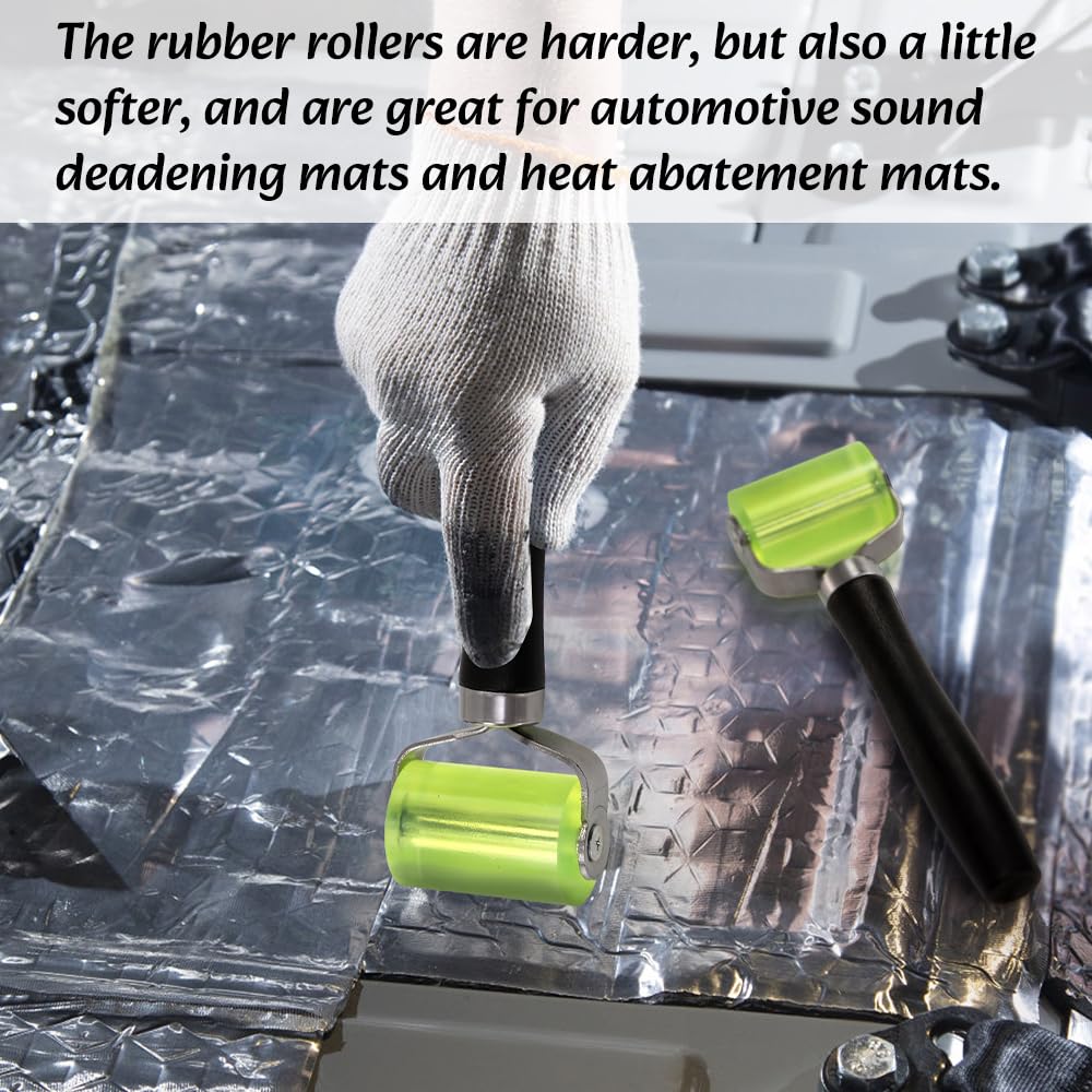 YOUEON 4 Pack Car Sound Deadening Roller Metal Insulation Tool, Sound Deadener Roller Set, Seam Roller, Bearings Equipped Wheel Roller for Car Sound Deadening Mat and Wallpaper Application