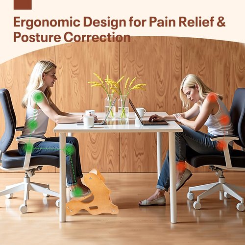 Wisreach Wooden Under Desk Footrest – Ergonomic Foot Rest with 3 Height Options & Adjustable, Anti-Slip Surface and Soft Crossbar Foot Rest for Under Desk at Work for Improved Posture, Home & Office