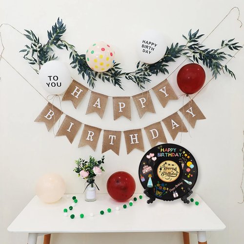 Vinyl Record Birthday Decorations Happy Birthday Guest Book Alternatives with Pens DIY Vinyl Birthday Favor Sign Poster Music Lover Birthday Table Decors with Clock Accessories, Not Include Battery