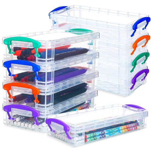 Sabary 36 Pcs Bulk Large Clear Pencil Crayon Box Classroom Kids Plastic Pen Case with Snap Tight Lid Back to School Gift for Children Marker Storage Organizer Art Supply Container Box for Painting