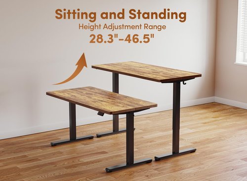 BANTI 55'' Standing Desk, Electric Stand up Height Adjustable Home Office Table, Sit Stand Desk with Splice Board, Rustic Brown