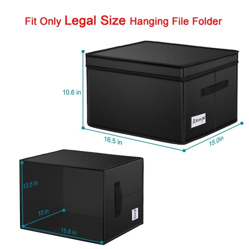 JUNDUN Fireproof File Box, Fireproof File Storage Organizer Box with Lid,Home Office Document Storage Filing Box with Handle,Portable Safe Storage Box for Legal Size Hanging Folder