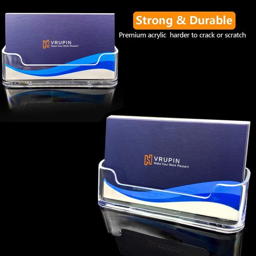 vrupin Business Card Holder for Desk - 16 Pack Acrylic Business Card Holder , Fits 30-50 Business Cards Display Business Card Stand Desktop Business Card Holders for Exhibition