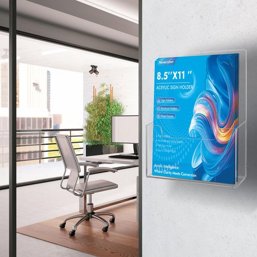 4-Pack Acrylic Brochure Holder 8.5x11 inch – Clear Trifold Literature Rack, 3 mm Thickened Wall Mount or Desktop Organizer for Office/Retail/Trade Shows