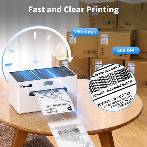EueoLil 4×6 in Bluetooth Shipping Thermal Label Printer,Portable Label Makers for Small Business,Compatible with Android、iPhone、Windows＆Mac,Widely Used for Home＆Small Businesses and Office