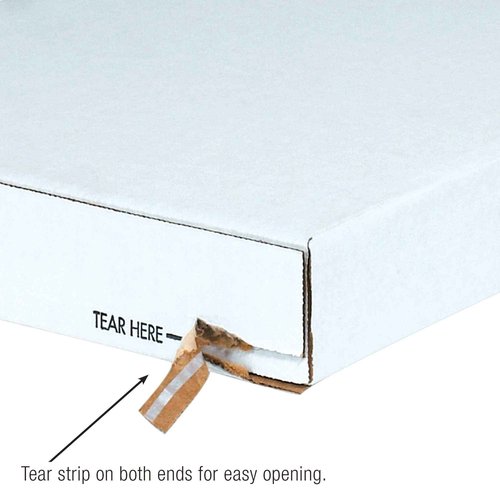 Aviditi 936SSFOL Self-Seal Side Loading Corrugated Cardboard Box 9 1/4" L x 3" W x 6 3/4" H, White, for Shipping, Packing and Moving (Pack of 25)