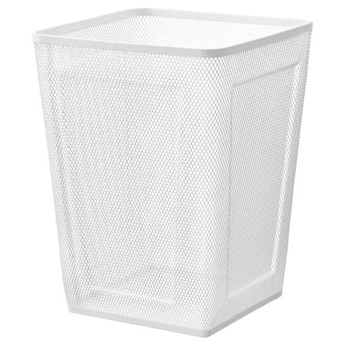 6.25 gallons Square Mesh Waste Wastebasket Pack of 2, Lightweight Waste Metal Basket Garbage Can, Metal Trash Bin Ideal for Kitchen Home Office Dorm Living Desk Bedroom, White