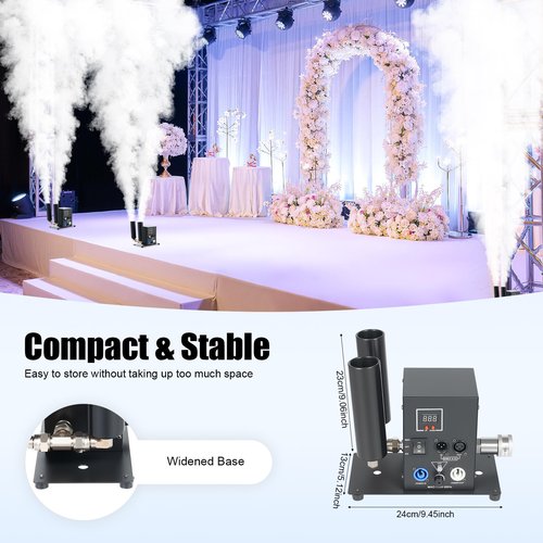 2Head CO2 Fog Machine, 150W Digital CO2 Jet Machine w/6m Hose, Adjustable Angle Cryo Jet CO2 Club Cannon for DJ Concerts, Parties, Birthday, Wedding