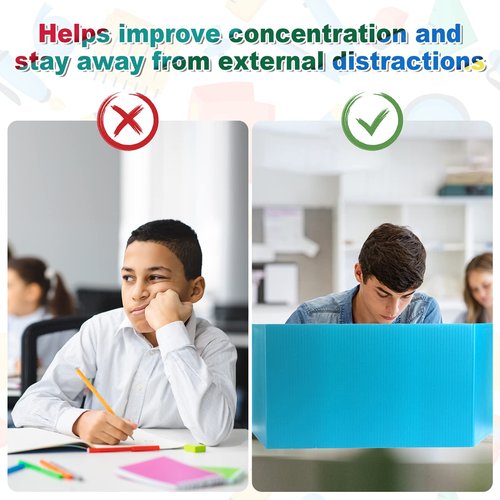 SATINIOR 24 Pcs Privacy Boards for Student Desks Classroom Desk Divider Trifold Table Desk Privacy Panel Privacy Folders for Students Desk Partition Study Carrel School Teacher 12 Colors, 16 x 12 in