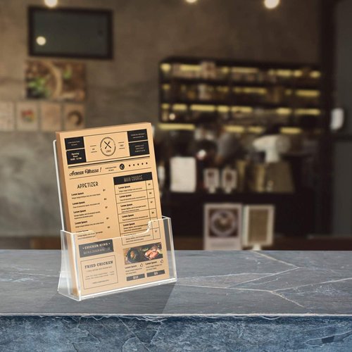 HIIMIEI Acrylic Brochure Holders - 4 Inch Wide Display Stand for Pamphlets & Cards | 2 Pack