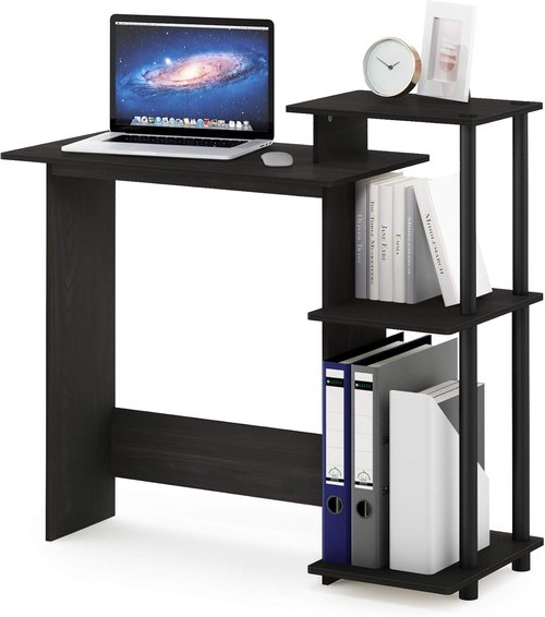 Furinno Efficient Gaming Desk - 28.6" Wide with 3 Open Side Shelves | Perfect for Home Office & Study Room