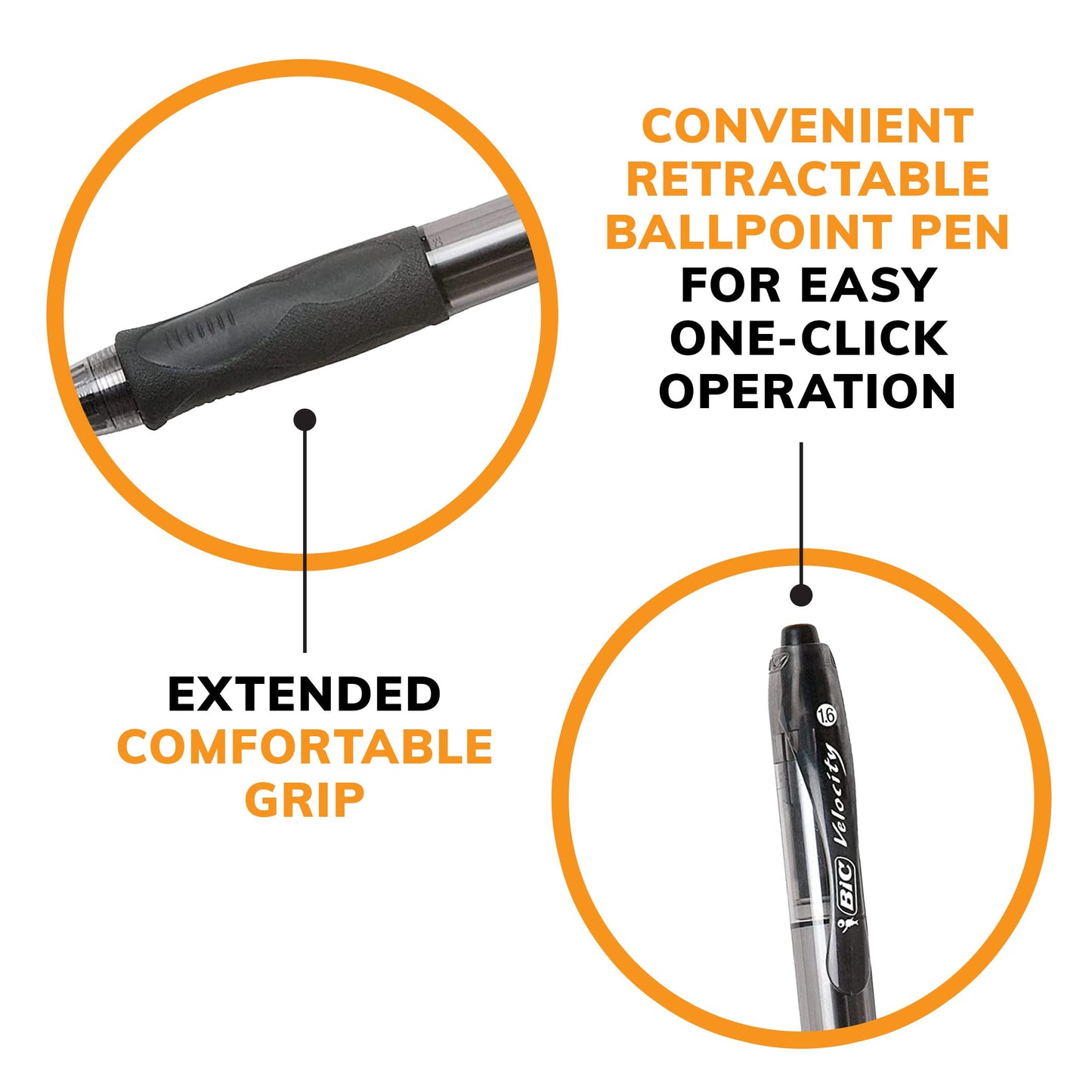 BIC Glide Bold Black Ballpoint Pens, Bold Point (1.6 mm), School Supplies for Students and Teachers, with Full Grip, 12-Count Pack in Black